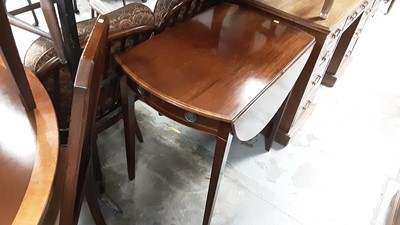 Lot 983 - George III mahogany oval Pembroke table with crossbanded top and drawer on square taper legs