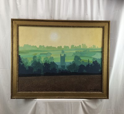 Lot 11 - Christopher Price oil on board - 'Dawn I', signed and dated 1979, 72cm x 93cm, in gilt frame