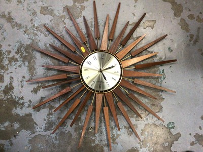 Lot 530 - SethThomas teak sunburst wall clock