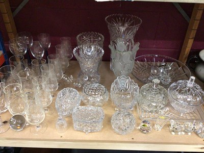 Lot 536 - Selection of cut glass vases, bowls, ornaments and glasses