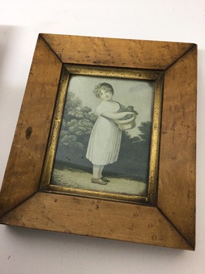 Lot 188 - Pair of 19th century English School watercolours - 'To Edinburgh' and 'To York', in glazed maple veneered frames, together with another similar frame (3)