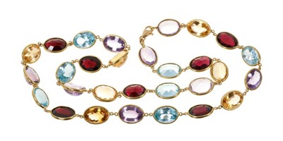 Lot 567 - 18ct gold and multi-gem necklace