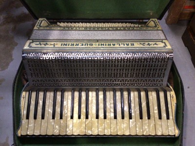 Lot 537 - A Ballarini Guerrini 120 button piano accordion, in case, with Mother of Pearl keys