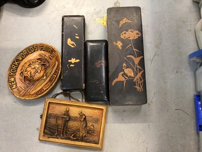 Lot 418 - Two boxes of sundries to include Police hats, books, phone cards and sundries