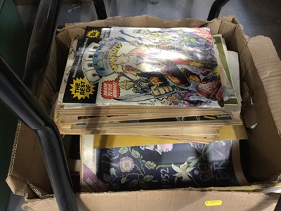 Lot 434 - One box of comics and ephemera to include Radio Times, Judge Dredd and others