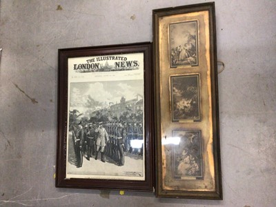 Lot 417 - Group of mirrors and pictures including a framed black and white photograph of a gardener