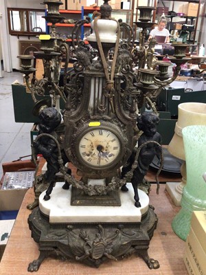Lot 411 - Ornate French Clock and garniture marked Leroy & Co