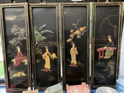 Lot 235 - Four inlaid Chinese panels