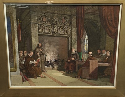 Lot 172 - George Cattermole watercolour monks in an interior