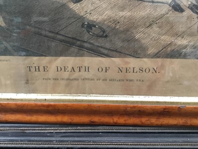 Lot 90 - Antique maple framed old print of the Death of Nelson