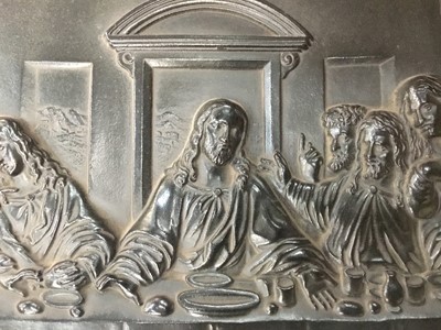 Lot 48 - 19th century iron plaque of The Last Supper, embossed in latin 'Amen Dico Vobis Quia Vestrum Me Traditurus Est'