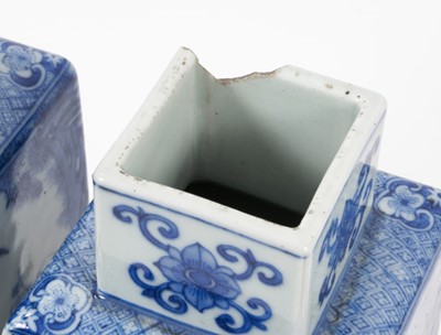 Lot 283 - Pair of 19th century Chinese Kangxi style blue and white porcelain vases and covers