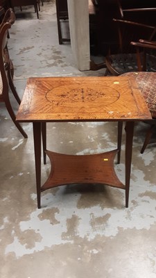 Lot 868 - Edwardian satinwood and marquetry inlaid two-tier occasional table