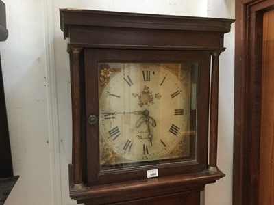 Lot 1066 - Early 19th century 30 hour long case clock with square painted dial by John Leach, Romsey, weigh but no pendulum