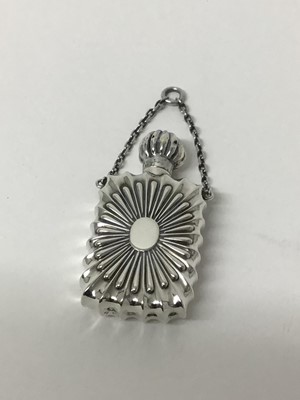 Lot 193 - Victorian embossed silver scent flask with suspension chain possibly for use on a chatelaine hallmarked Birmingham 1888
