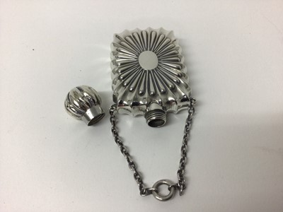Lot 193 - Victorian embossed silver scent flask with suspension chain possibly for use on a chatelaine hallmarked Birmingham 1888