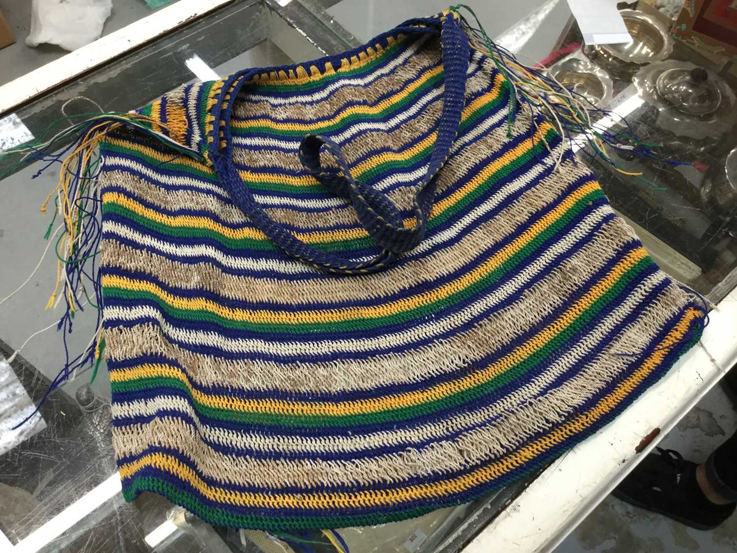Lot 123 - Papua New Guinean woven natural fibre bilum bag bought in the 1960s