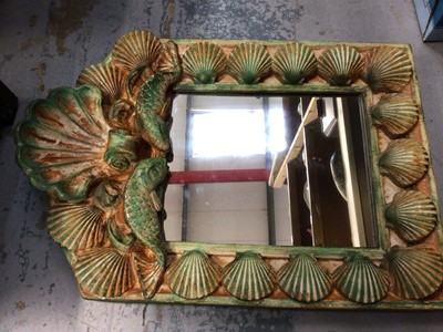 Lot 542 - Wall mirror with heavy painted composite scallop shell frame