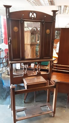 Lot 860 - Art Nouveau hall stand with bevelled mirror back