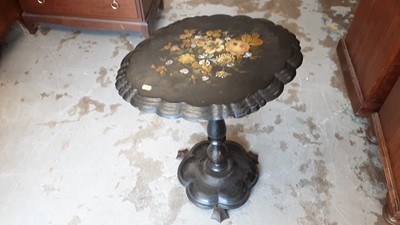 Lot 866 - Victorian Papier mache tilt top occasional table