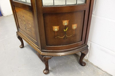 Lot 1299 - Art Nouveau glazed display cabinet with stained glass.