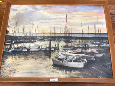 Lot 534 - W J Thomson oil on board marina scene plus other pictures and prints