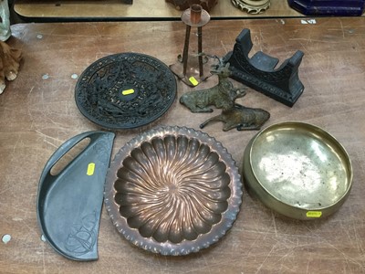 Lot 403 - 19 th c Berlin ware plate and sundry metalware