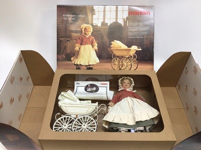 Lot 1896 - German Märklin doll and pram set, boxed as new, No. 1611