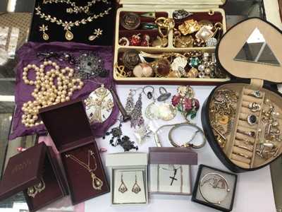 Lot 697 - Costume and silver jewellery including a silver mounted plate