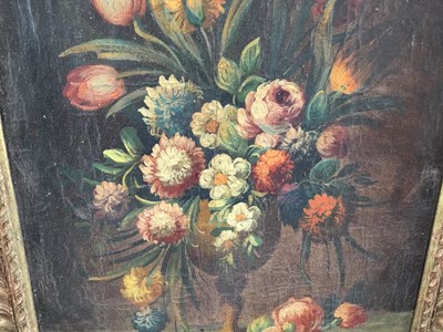 Lot 97 - Antique oil on canvas - still life summer flowers, 29cm x 39cm in gilt frame, Bourlet label verso