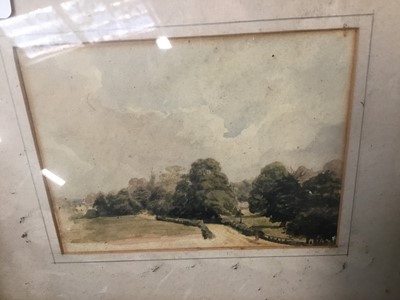 Lot 85 - C. J. James, 19th century watercolour - Continental Town, 19th century English landscape and a monochrome portrait, each framed (3)