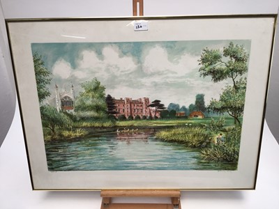Lot 120 - Jeremy King (b.1933) four lithographs of river scenes - Chelsea, Eton College Windsor and two castles