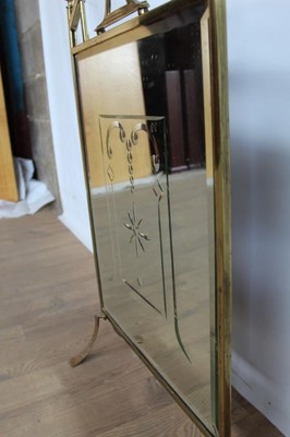 Lot 1053 - Brass and mirrored fire guard