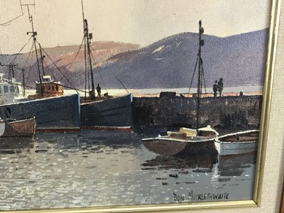 Lot 121 - Don Micklethwaite (b. 1936) two oils on canvas - Girvan and Ullapool Harbour scenes