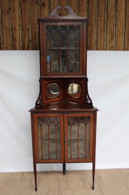 Lot 1175 - Edwardian mahogany two height corner cupboard