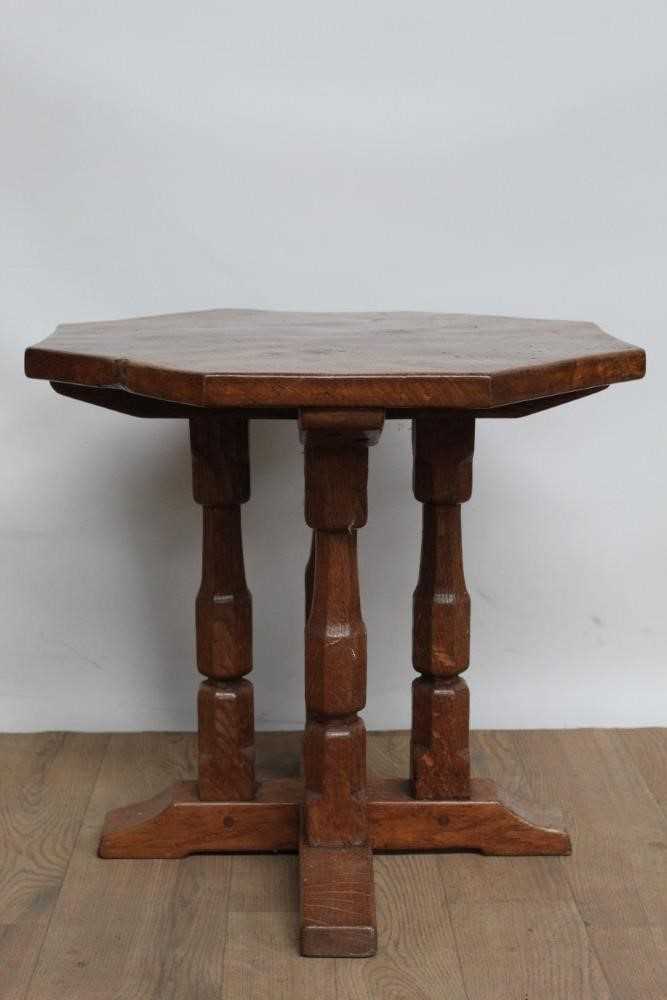 Lot 1326 - Octagonal top oak side table by David Langstaff in the Mouseman tradition