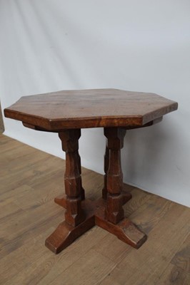 Lot 1326 - Octagonal top oak side table by David Langstaff in the Mouseman tradition