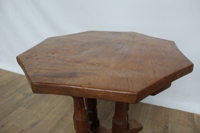 Lot 1326 - Octagonal top oak side table by David Langstaff in the Mouseman tradition