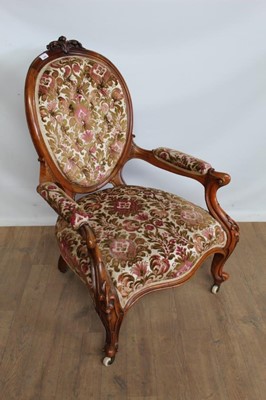 Lot 1055 - Victorian mahogany open armchair