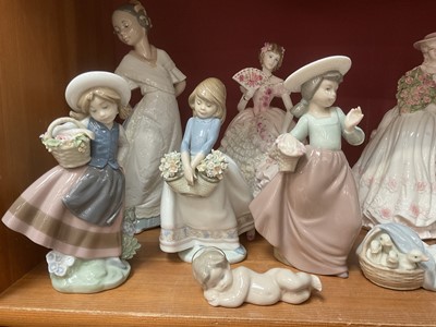 Lot 201 - Collection of figurines by Lladro, Nao and Coalport