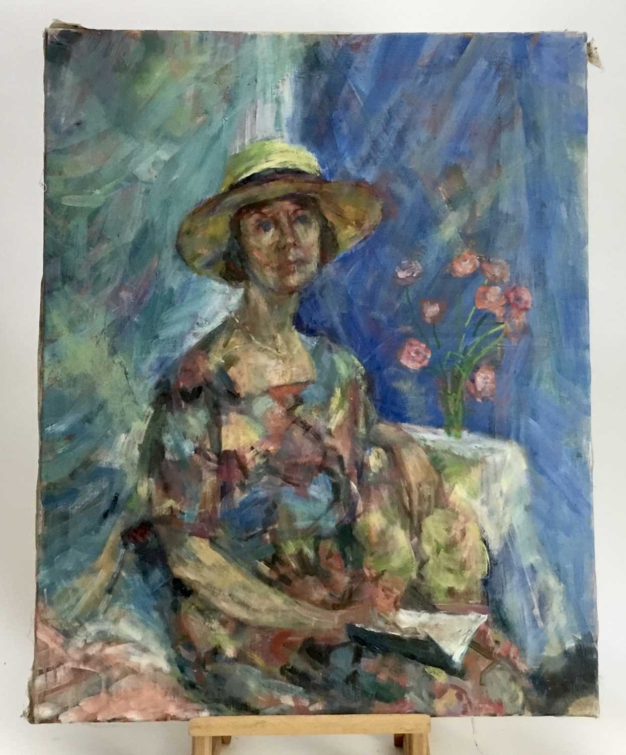 Lot 7 - Elisabeth Fraser (b.1930) group of four oils on canvas - portraits, unframed