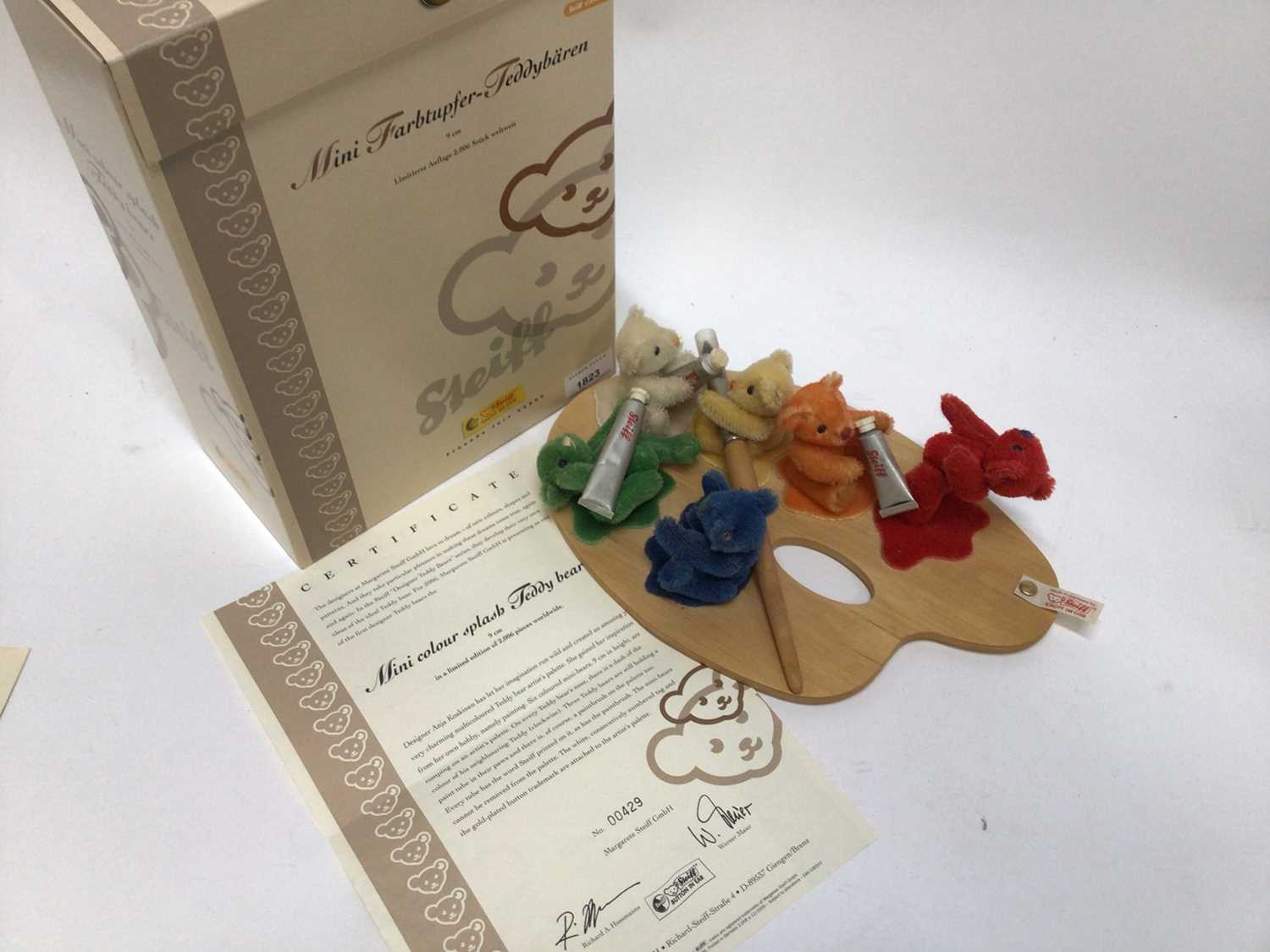 Lot 1823 - Steiff Bears 2006 Mini Colour Splash 038310, boxed with certificate.