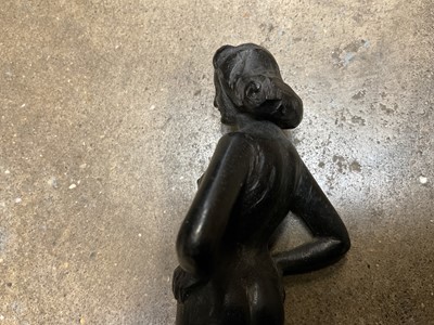 Lot 133 - We'll carved mid-20th century wooden sculpture of a female nude, signed R Flint, 14.5cm high