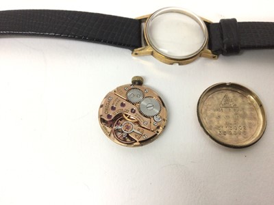 Lot 70 - 9ct gold ladies Omega wristwatch on leather strap