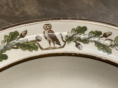 Lot 140 - Small group of early 19th century creamware dishes, by Wedgwood, with owl and oak leaf ornament