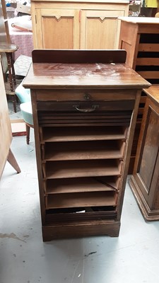 Lot 853 - Edwardian filing cabinet with tambour shutter, 50cm wide, 39cm deep, 98cm high