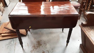 Lot 856 - Victorian mahogany Pembroke table with end drawer on turned legs, 90cm wide