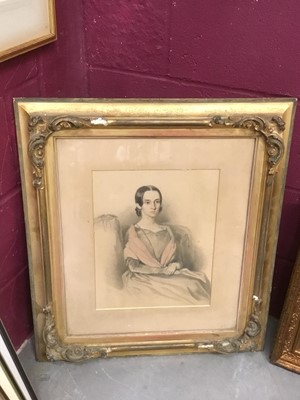 Lot 221 - 19th century pencil portrait of a lady
