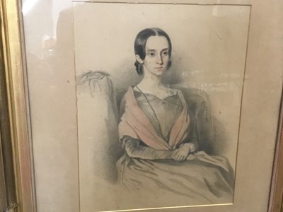 Lot 221 - 19th century pencil portrait of a lady