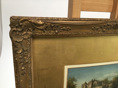 Lot 19 - After Myles Birket Foster RWS (1825–1899) two signed watercolours - ‘Furness Abbey’ 20cm x 13cm and mother with children at a stile 23cm x 16cm, in gilt frames (2)